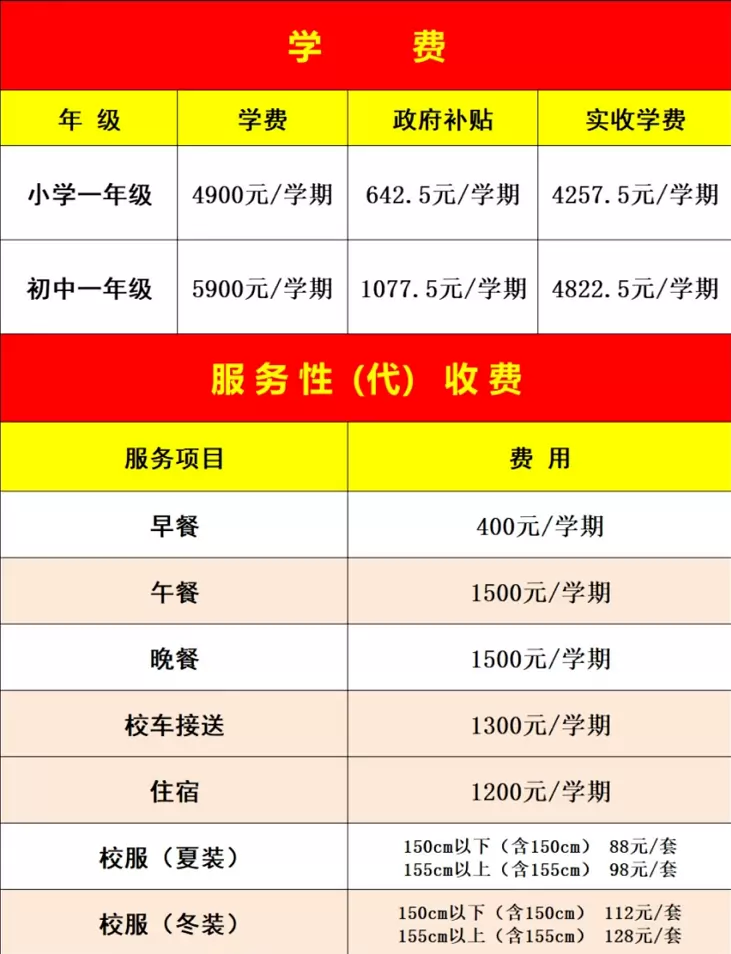 2025年东莞市常平常青学校收费标准