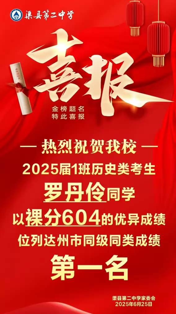 2025年渠县第二中学高考成绩升学率(高考喜报)3
