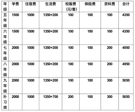 2025年六盘水市钟山区大湾镇树人学校收费标准
