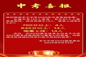 2025年广元市朝天区羊木初级中学中考成绩升学率(中考喜报)