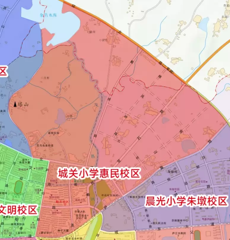 城关小学惠民校区学区范围示意图