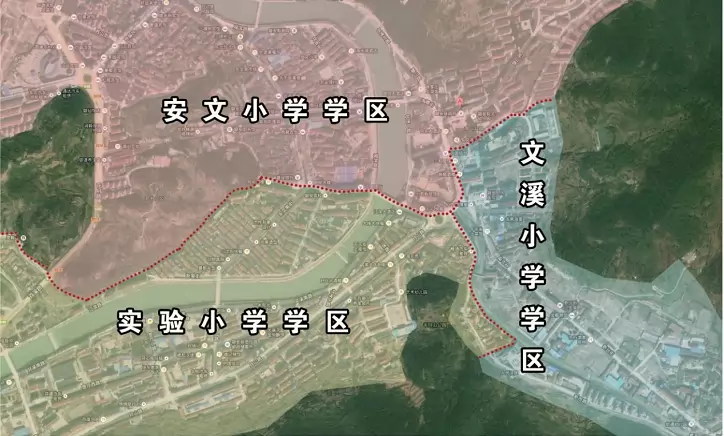 磐安县城区公办小学学区示意图