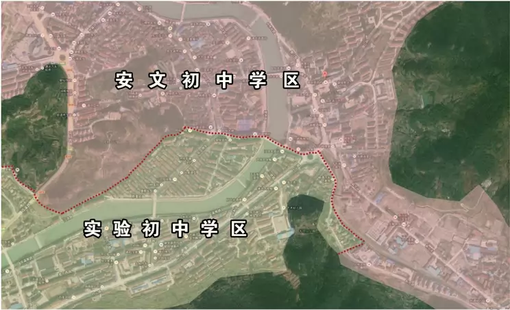 2026年磐安县城区公办初中学区示意图