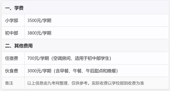 2025年秋季吴川市鉴江实验学校收费标准