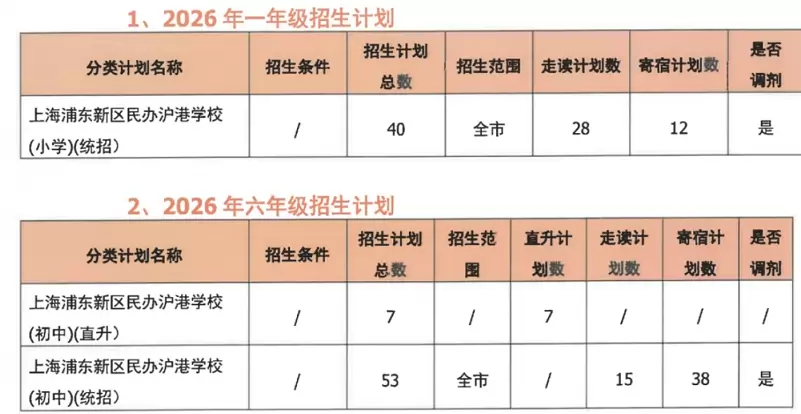 上海浦东新区民办沪港学校招生计划