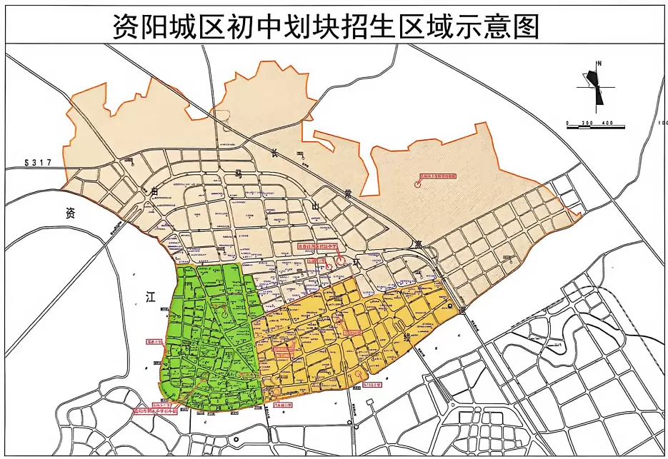 2026年益阳市资阳区小升初招生学区划分范围示意图