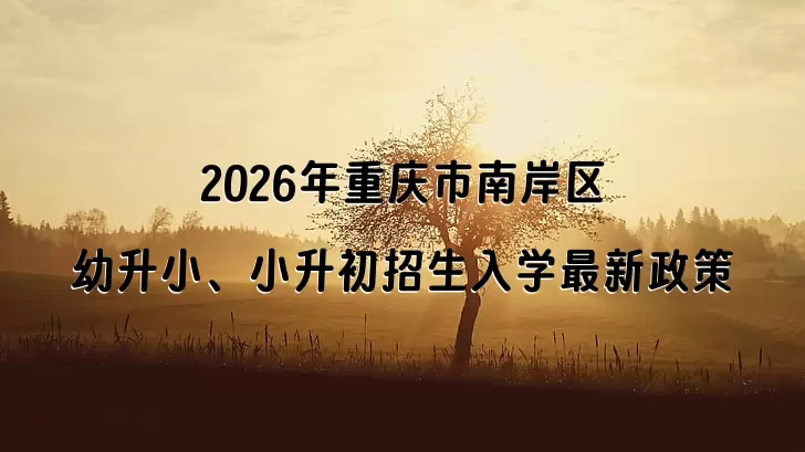 2026年重庆市南岸区幼升小、小升初招生入学最新政策