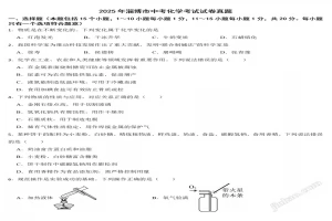 2025年淄博市中考化学考试试卷真题(附答案)