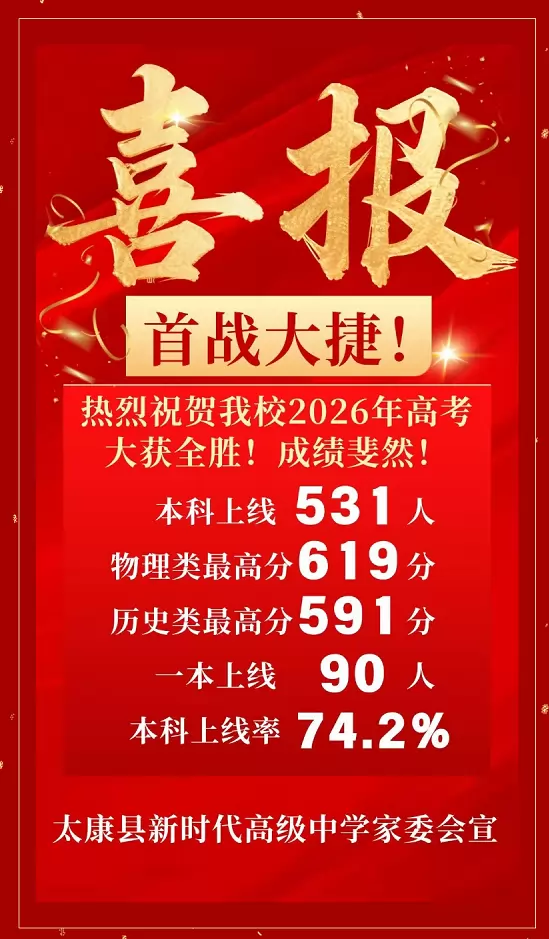 2026年太康县新时代高级中学高考成绩升学率