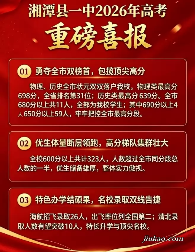 2026年湘潭县第一中学高考成绩升学率