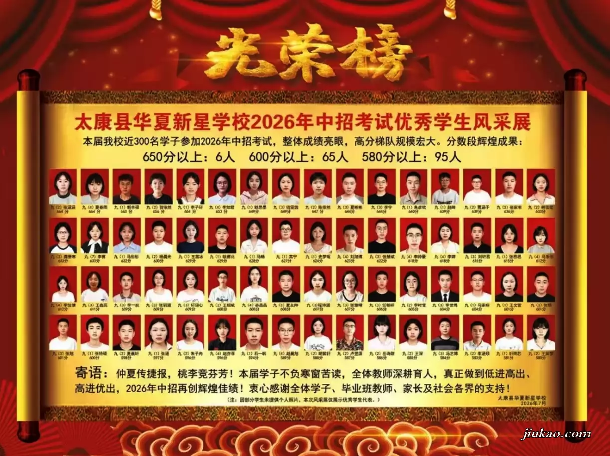 2026年太康县华夏新星学校中考成绩升学率(中考喜报)